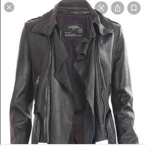All Saints Manu Black Leather Belted Jacket